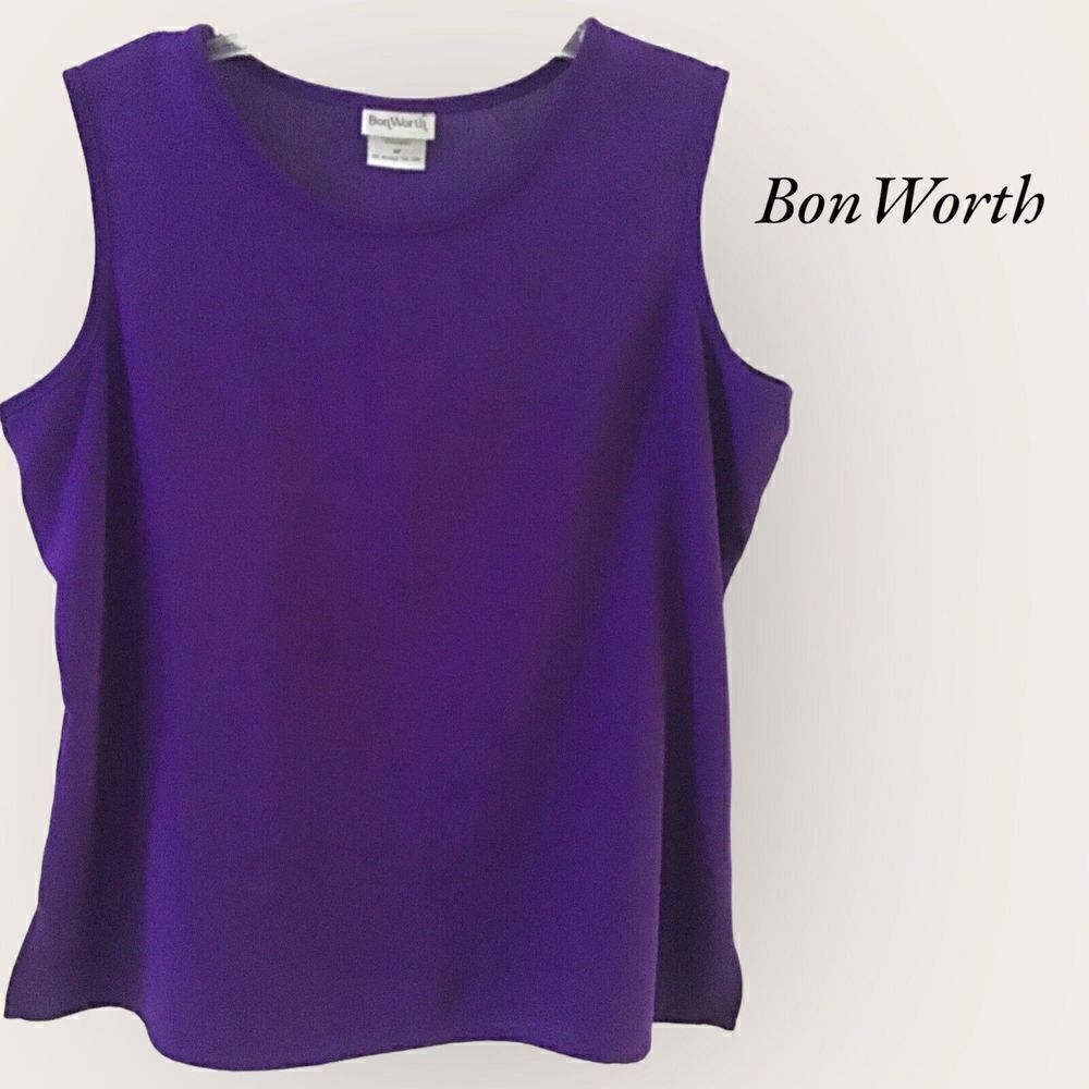 BonWorth Women’s Purple Top Sleeveless Blouse Size Medium Petite